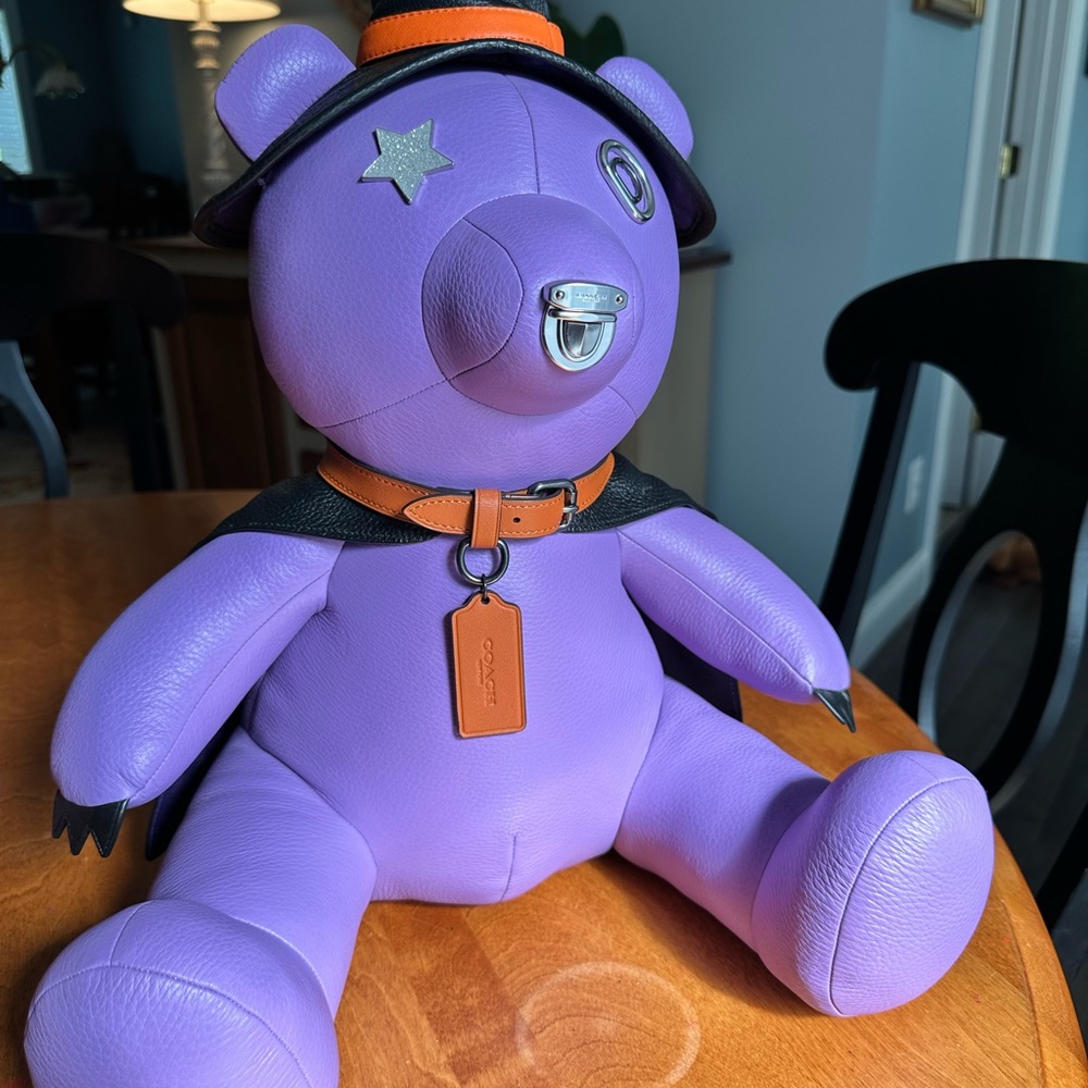 Coach Collectible Purple Leather Teddy Bear Witch Halloween NWOT